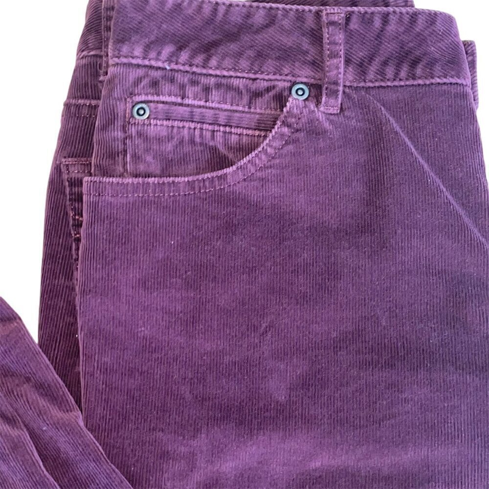 J Jill Burgundy Corduroy Pants Size 2 Slim Straight Leg - Picture 6 of 10